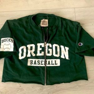FURST of a KIND LF University of Oregon DUCKS Baseball cropped top T-shirt Green
